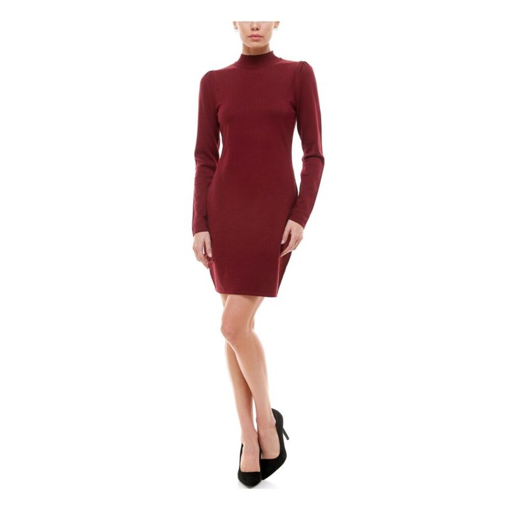 PLANET GOLD Burgundy Long Sleeve Short Dress M